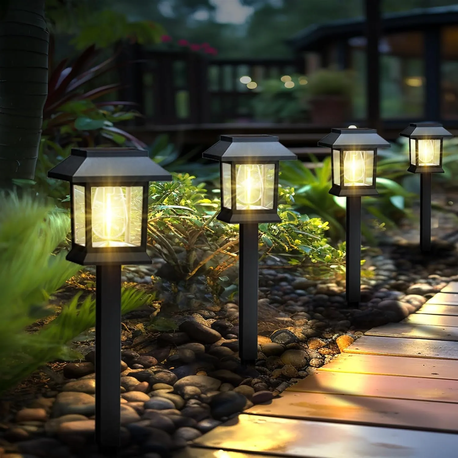 Solar Lights Outdoor,12 Pack Waterproof Solar Garden Lights, Auto On/Off Solar Pathway Lights for Your Garden, Landscape, Path, Yard, Patio, Driveway,Walkway Decor