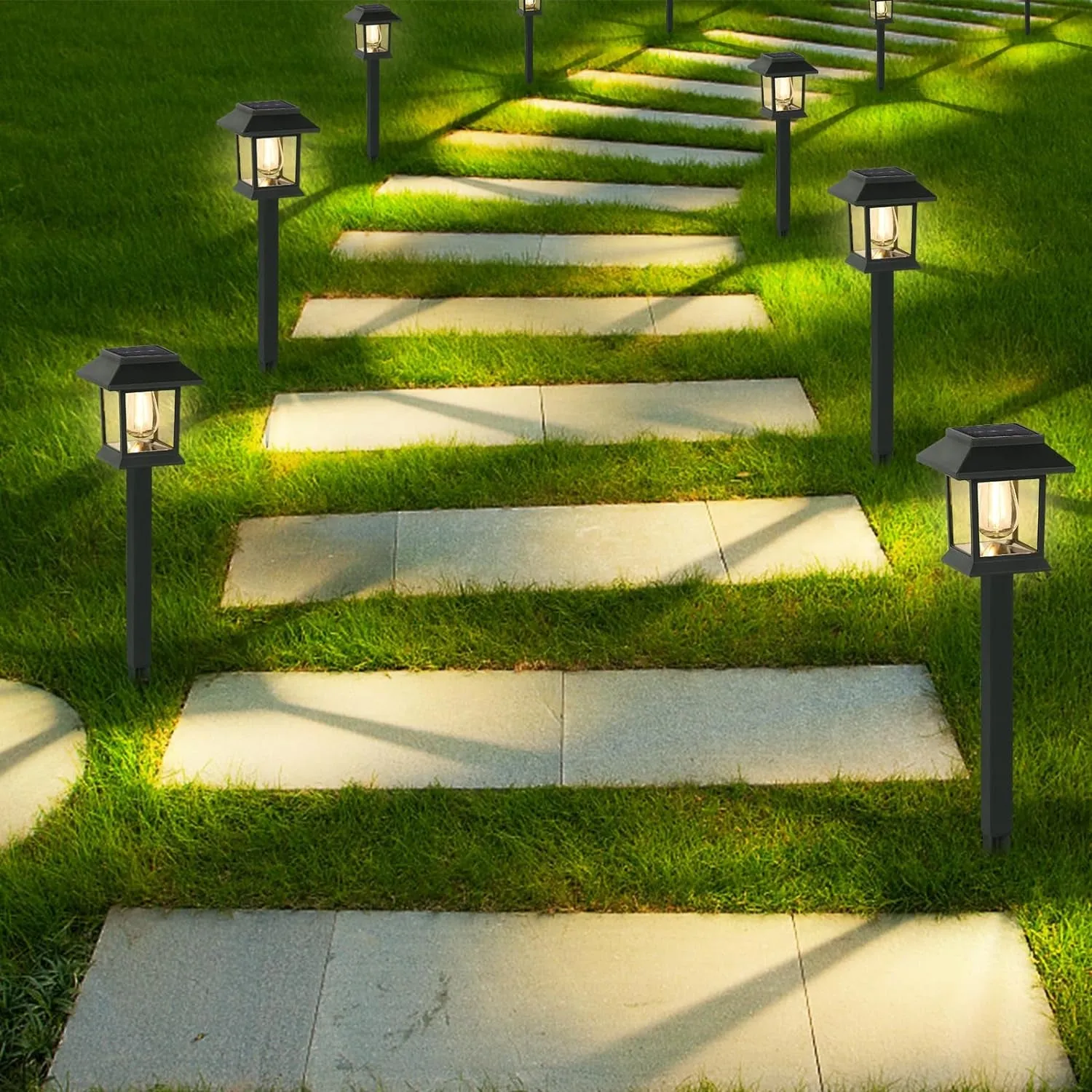 Solar Lights Outdoor,12 Pack Waterproof Solar Garden Lights, Auto On/Off Solar Pathway Lights for Your Garden, Landscape, Path, Yard, Patio, Driveway,Walkway Decor