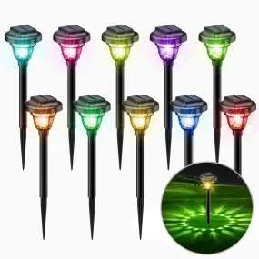 Solar Outdoor Lights,RGB Color Changing Solar Garden Lights, Solar Walkway Lights for Garden