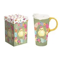 SPRING FLORAL CHICK Travel Coffee Mug