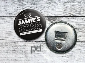 Stag Party Bottle Opener Fridge Magnet, Bachelor Stag Do Keyring Bottle Opener Button Badge, Custom Stag Gifts