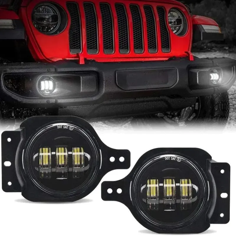 Suparee 4" Jeep LED Fog Lights 30W for 2018  Wrangler JL Gladiator JT Sport/Sport S