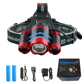 Super Bright LED Headlight 3*T6 Zoom LED Headlamp Flashlight Torch Head Lights Lamp