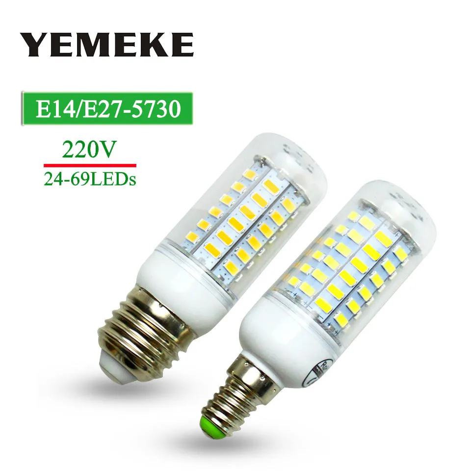 Super LED Bulb E27 E14 SMD 5730 LED Lamp 24 36 48 56 69leds 220V  lampada LED Corn Bulb light Chandelier led lights for home