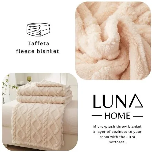 Taffeta fleece blanket super soft ivory color.