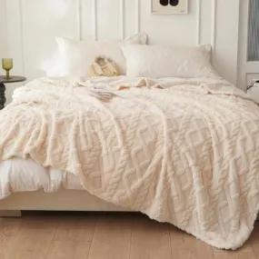 Taffeta fleece blanket super soft ivory color.