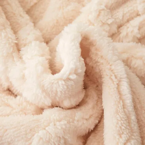 Taffeta fleece blanket super soft ivory color.