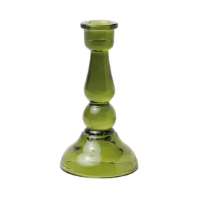 Tall Green Glass Candle Holder