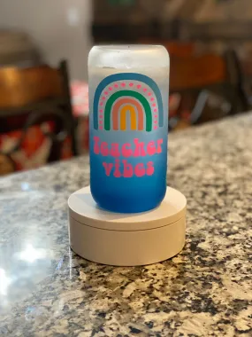 Teacher Vibes Glass Cup