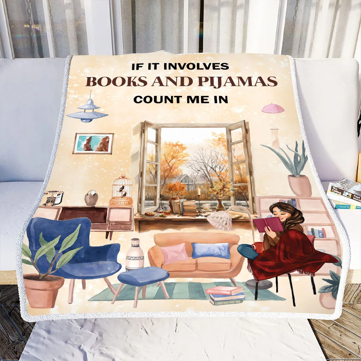 Teesdily | Book Lovers Fleece Blanket If It Involves Books And Pijamas Count Me In Travel Blanket Best Gifts For Reading Lovers Bookworm