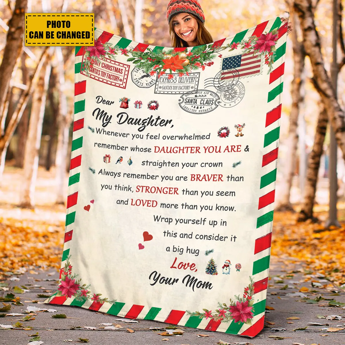 Teesdily | Dear Daughter Christmas Letter Fleece Blanket From Mom Remember Whose Daughter You Are Christmas Throw Blanket Daughter Cute Xmas Gift Idea