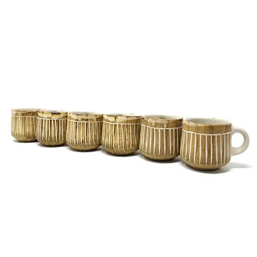 The Earth Store Ceramic Handcrafted Microwave Safe Blaze Tea Cup/Coffee Cup Set Ideal Best Gift for Friends, Family, Home, Office use, Kitchen Cup (Set of 6, 220 ML)