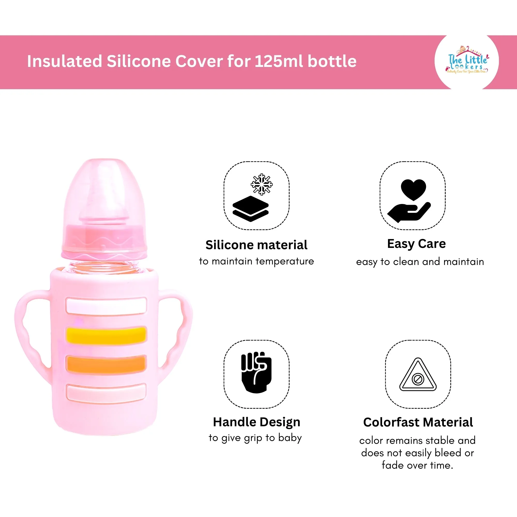 THE LITTLE LOOKERS Baby Bottle Cover with Handle/ Silicone Warmer Cover for Baby/Newborn/Infants/Toddlers