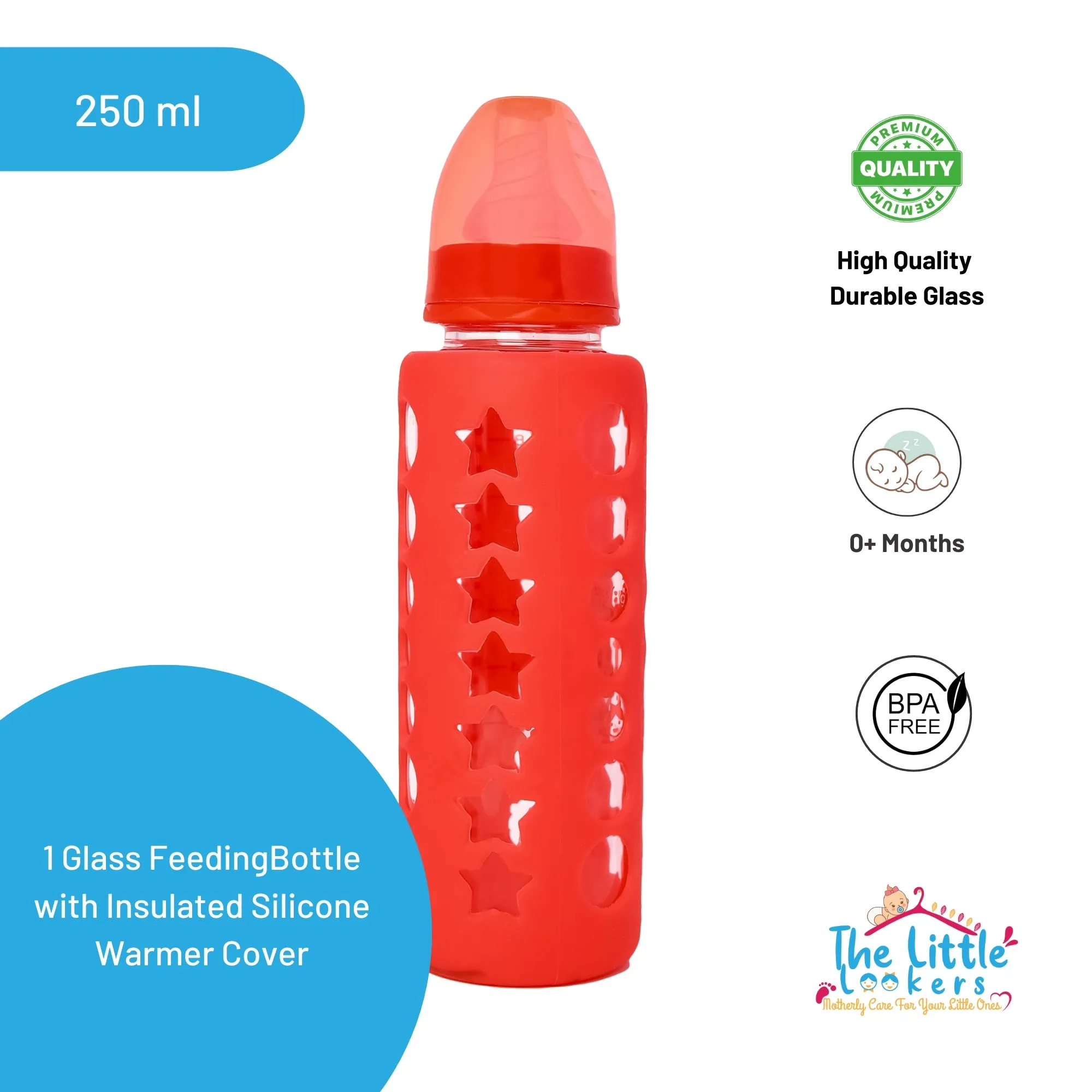 The Little Lookers High Borosilicate Glass Feeding Bottle for Baby/Feeder for Newborn |Super Soft Flow Control & Anti Colic Nipple for Infants/Toddlers(Pack of 3)