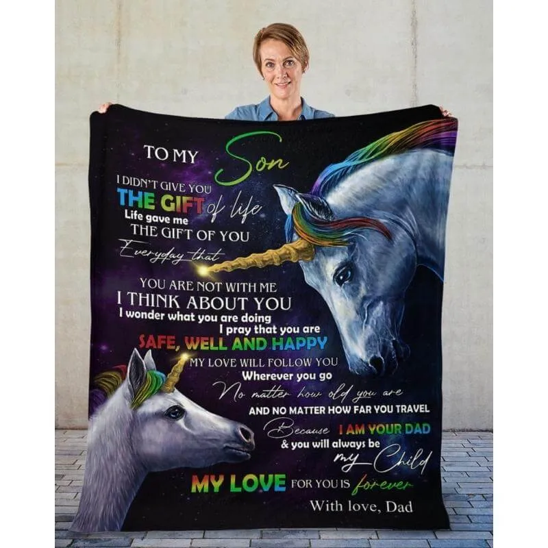 To My Son - From Dad - UnicornBlanket - A318 - Premium Blanket