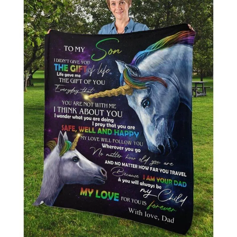 To My Son - From Dad - UnicornBlanket - A318 - Premium Blanket