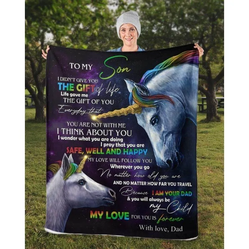 To My Son - From Dad - UnicornBlanket - A318 - Premium Blanket