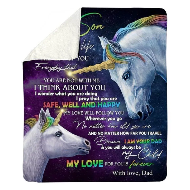 To My Son - From Dad - UnicornBlanket - A318 - Premium Blanket