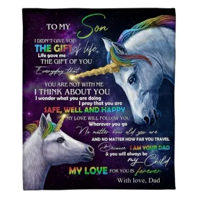 To My Son - From Dad - UnicornBlanket - A318 - Premium Blanket