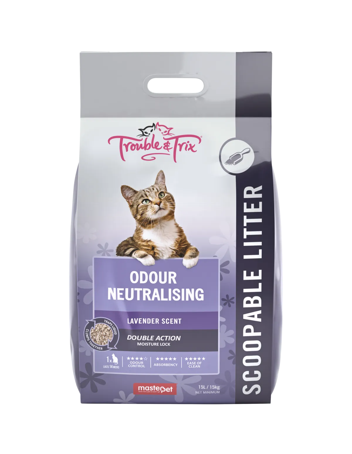 Trouble and Trix Odour Neutralising Lavender Clumping Cat Litter 15L