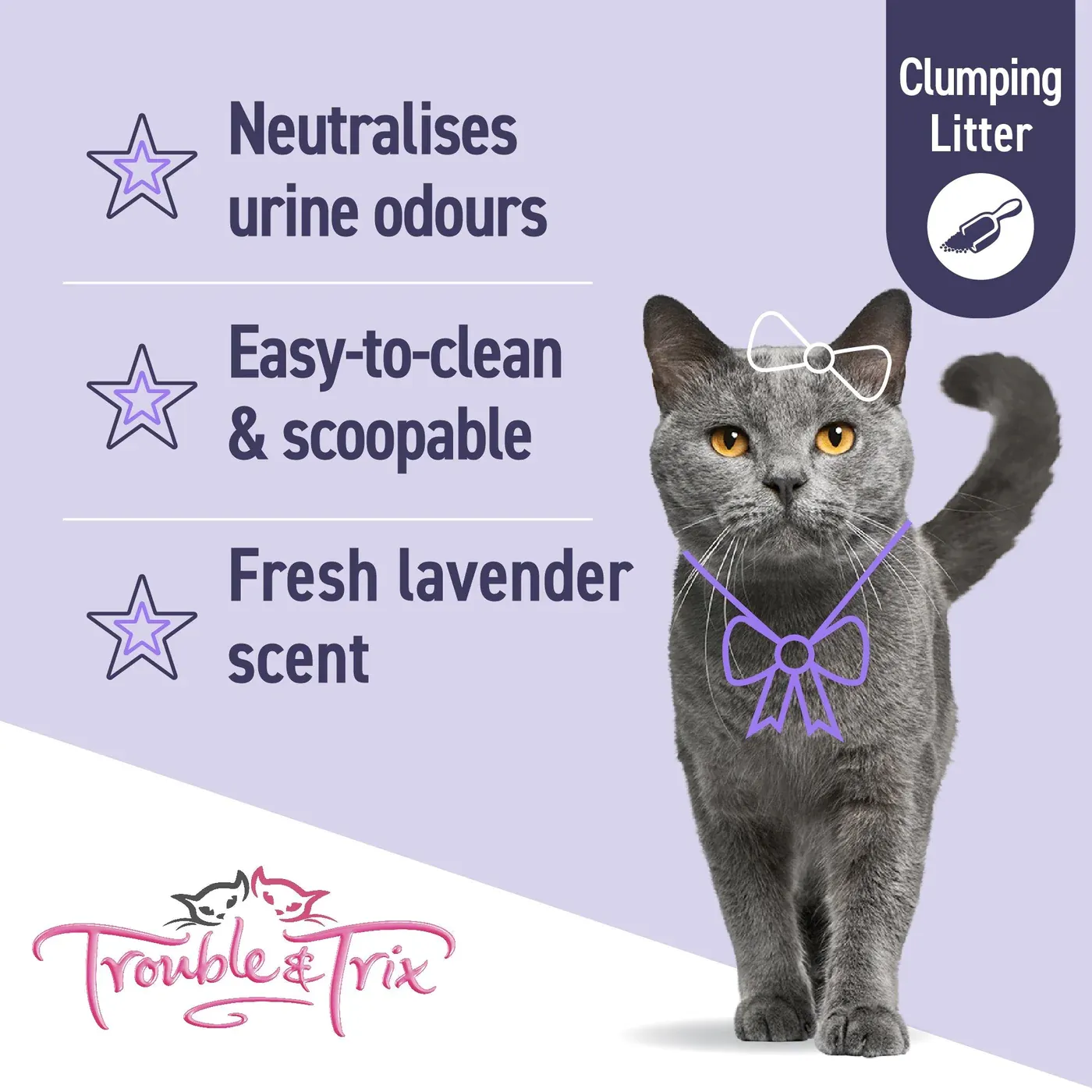 Trouble and Trix Odour Neutralising Lavender Clumping Cat Litter 15L