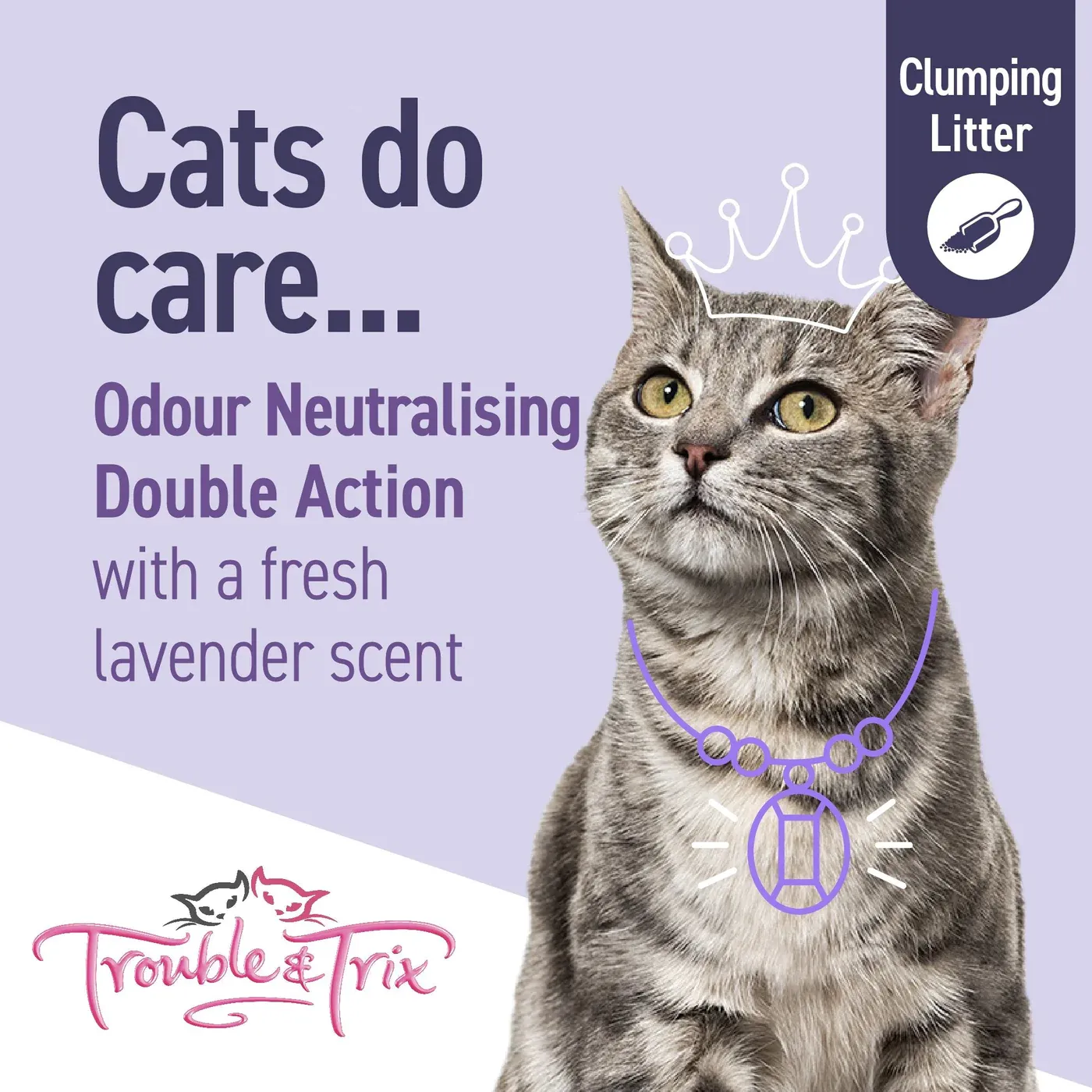 Trouble and Trix Odour Neutralising Lavender Clumping Cat Litter 15L