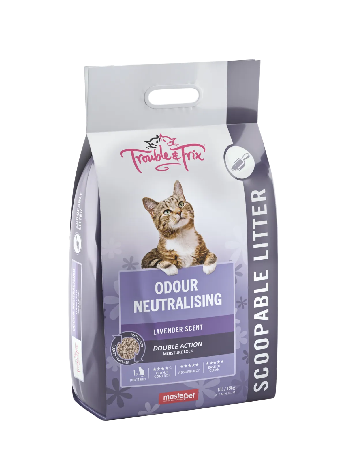 Trouble and Trix Odour Neutralising Lavender Clumping Cat Litter 15L