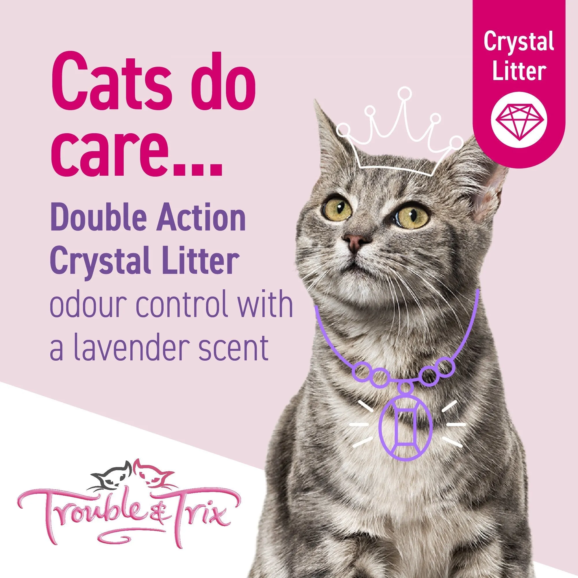 Trouble and Trix Odour Neutralising Lavender Crystal Cat Litter 15L/6.4kg