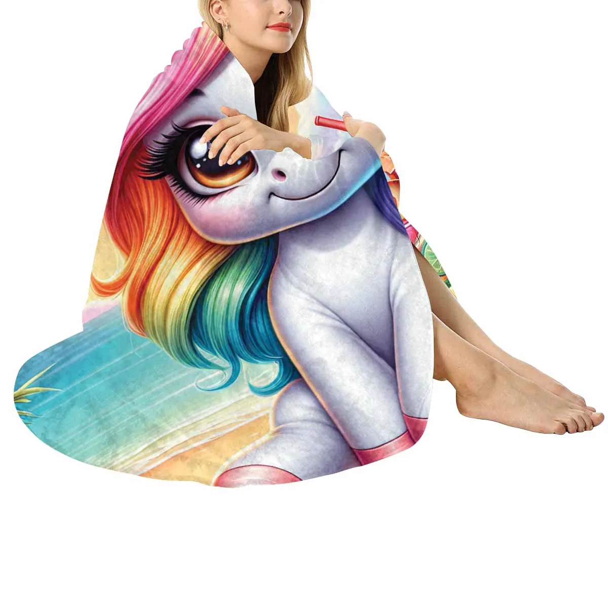 Unicorn_Awd35125  Circular Micro Fleece Blanket 60"