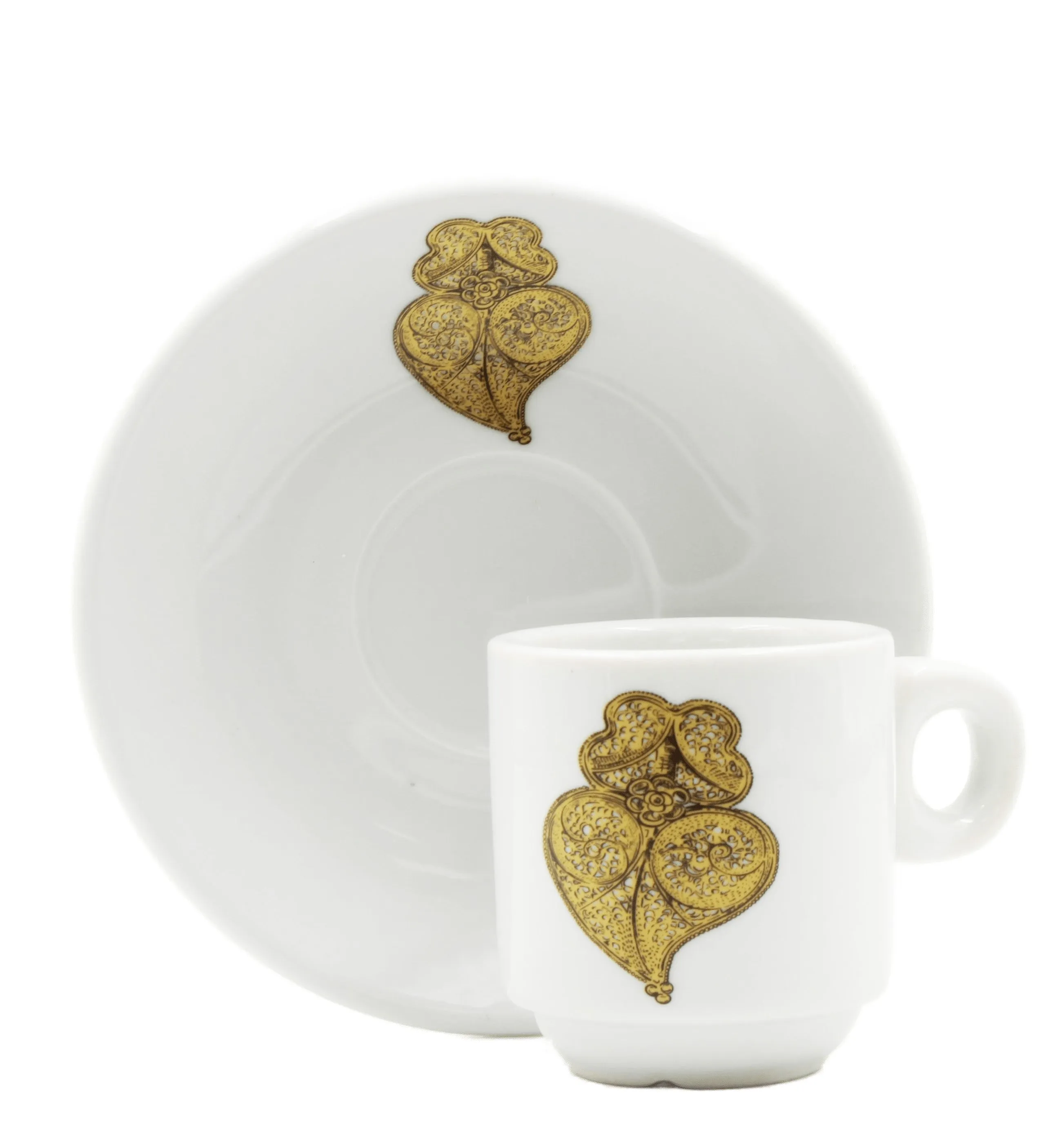 Viana Heart Espresso Cup and Saucers with Gift Box, Set of 6