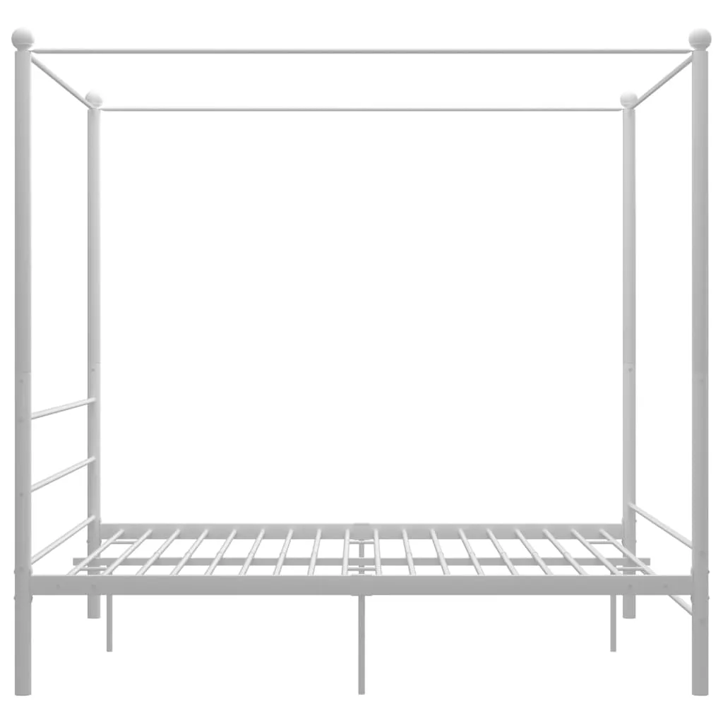 vidaXL Bed Frame with Canopy without Mattress White 160x200 cm Metal