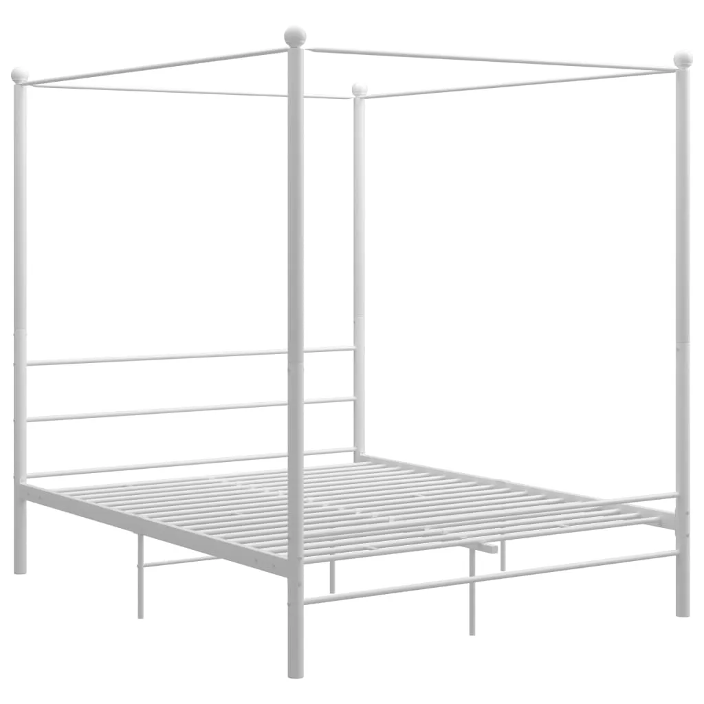 vidaXL Bed Frame with Canopy without Mattress White 160x200 cm Metal