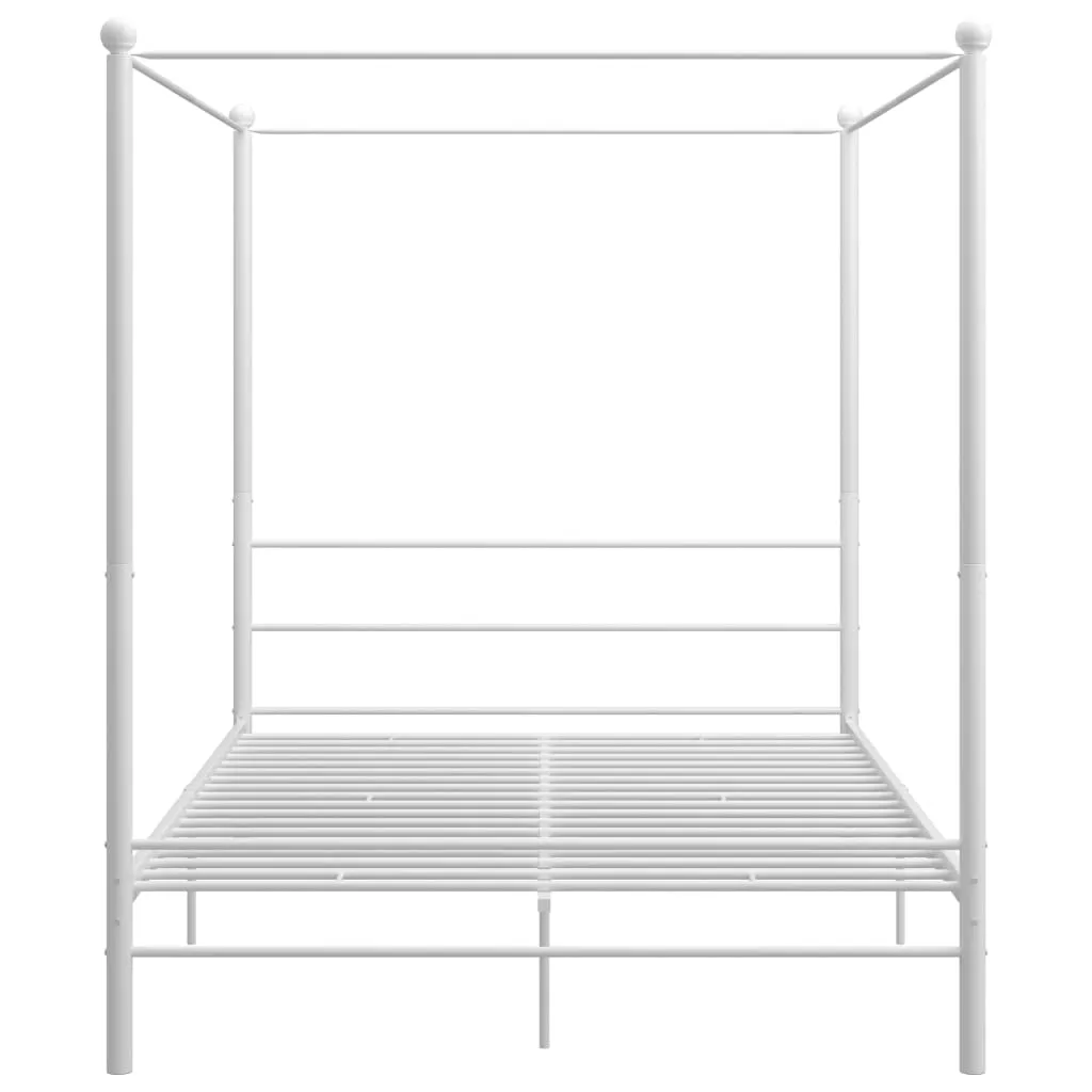 vidaXL Bed Frame with Canopy without Mattress White 160x200 cm Metal