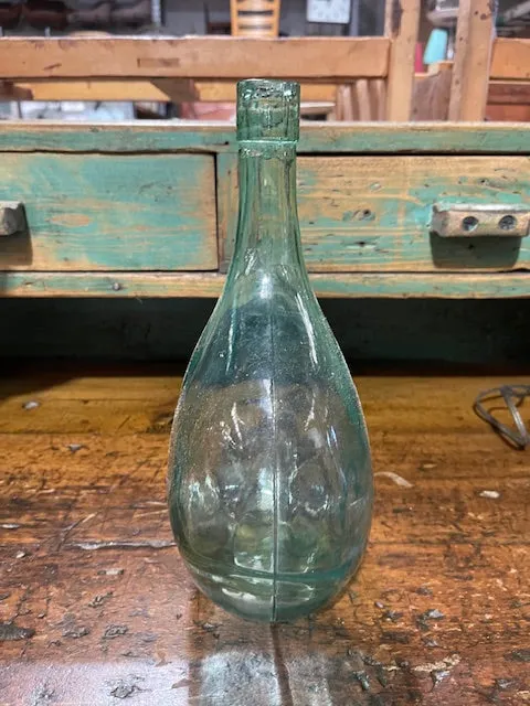 Vintage Flat Demijohn Glass Bottle  #6057