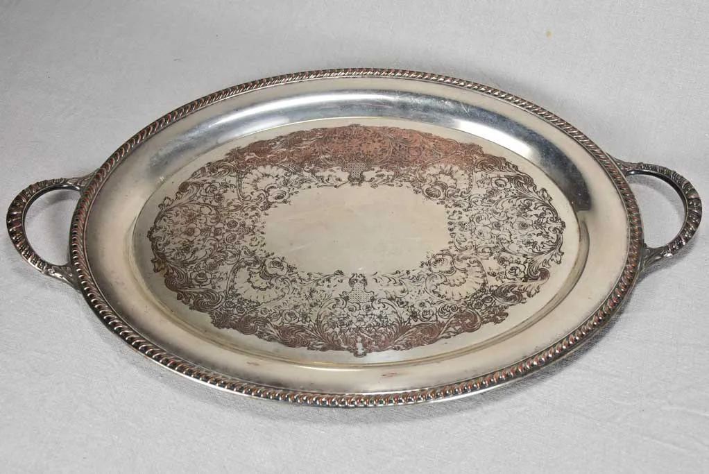 Vintage tea and coffee service on oval tray - silver plate