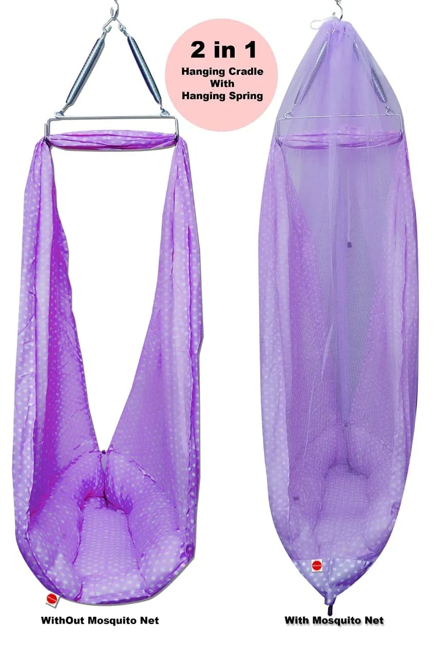 VParents Toddler Baby Swing Cradle with Mosquito Net Spring and Metal Window Cradle Hanger (Purple)