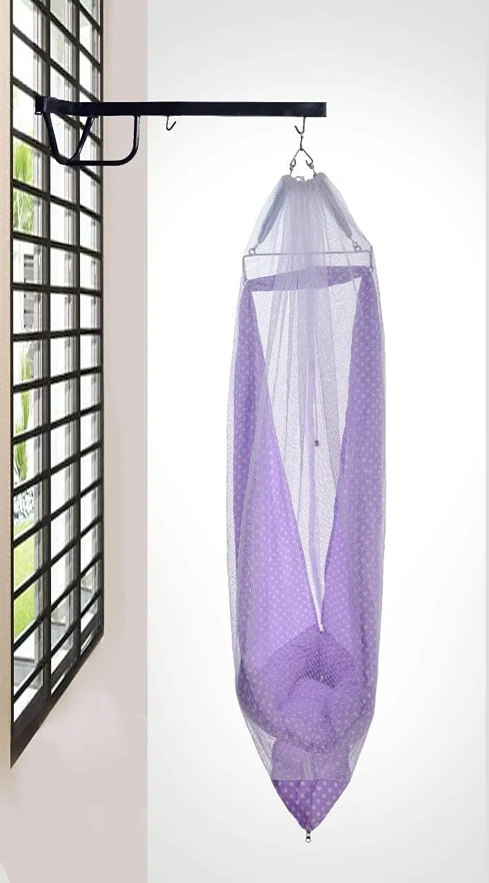 VParents Toddler Baby Swing Cradle with Mosquito Net Spring and Metal Window Cradle Hanger (Purple)