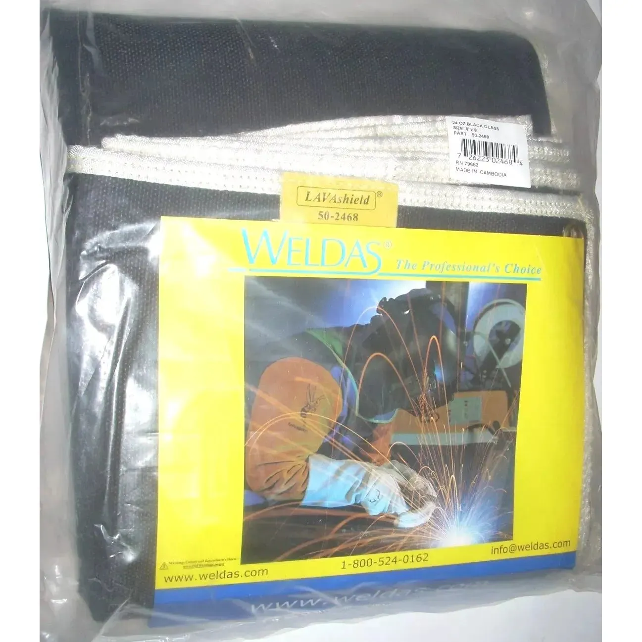 Weldas 50-2468 Welding Blanket 24 oz 6' X 8' Black Fiberglass