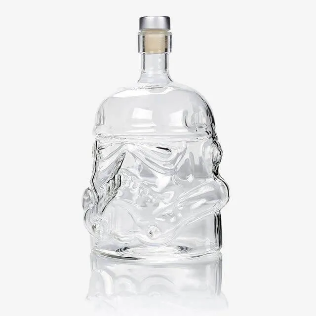 White Soldier Glass Jug Liquor Bottle