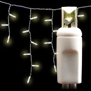 Wide Angle 5MM LED Icicle Lights - 70 Count - Warm White - White Wire