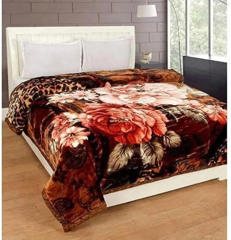 WINSTON HOME Silky Soft Floral Double Bed Embossed Double PlSilky Mink Blankets for Winters - Embossed Design That Will Enhance Your Room with Vibrant Attractive -Multicolor#1