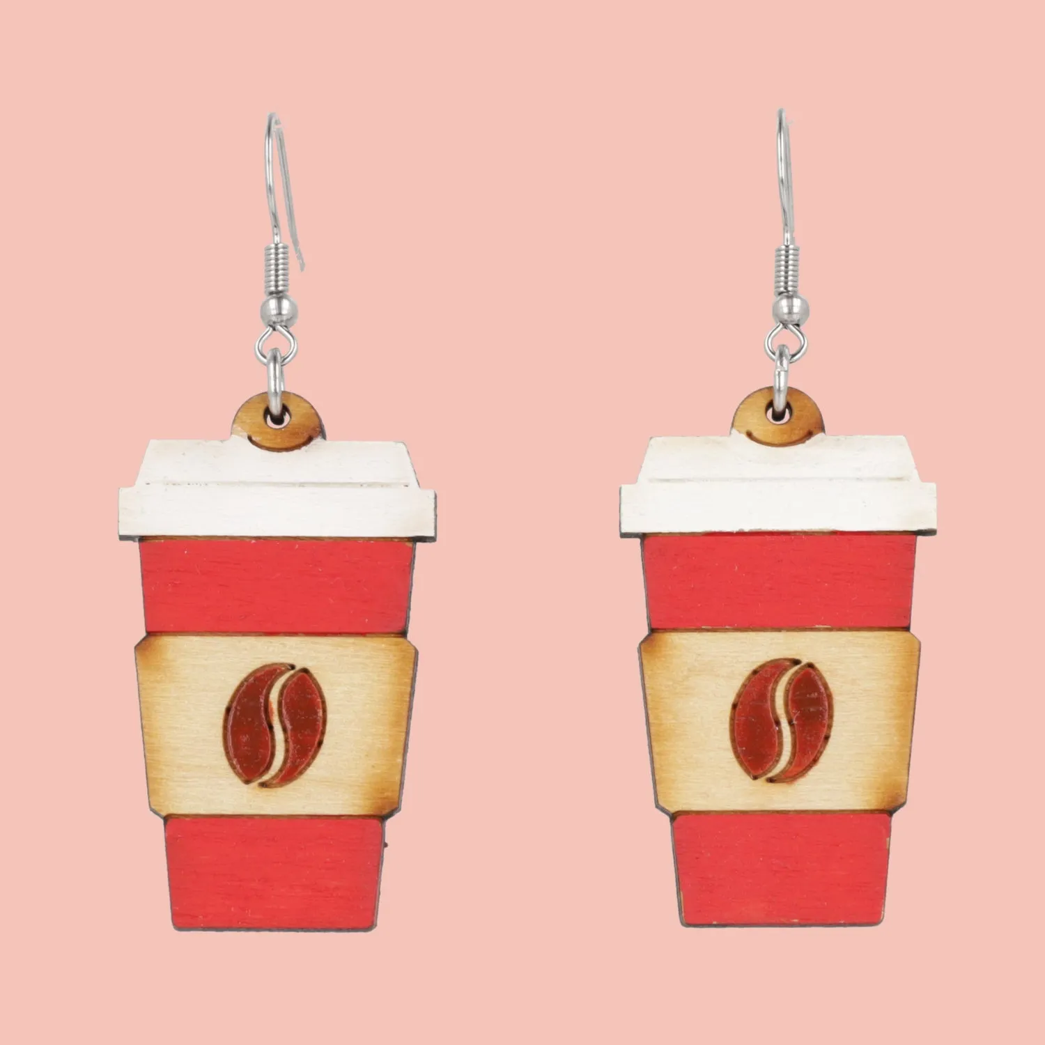 Wooden It's Red Cup Season Earrings