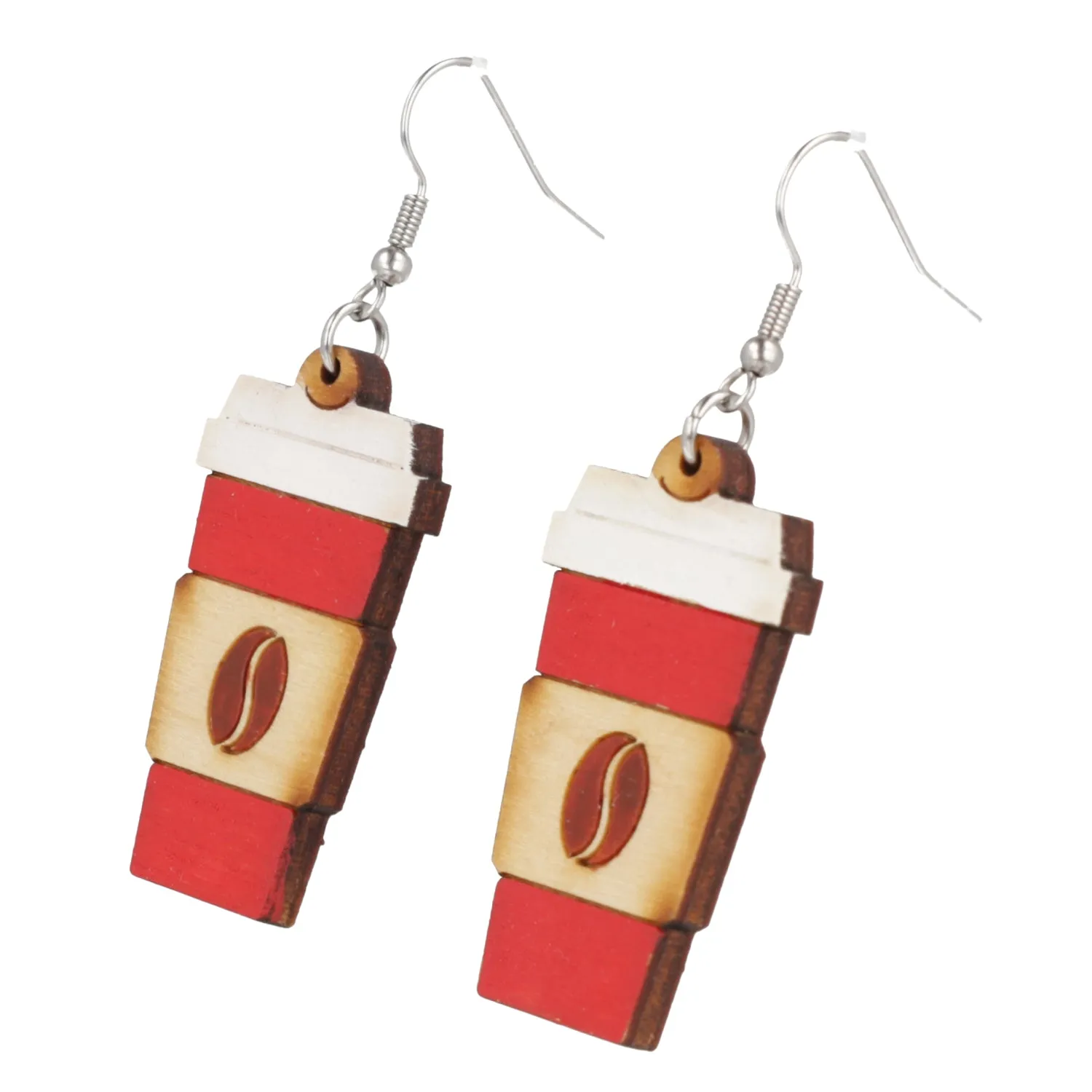 Wooden It's Red Cup Season Earrings