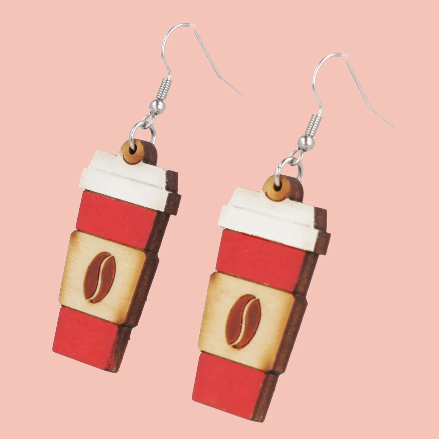 Wooden It's Red Cup Season Earrings