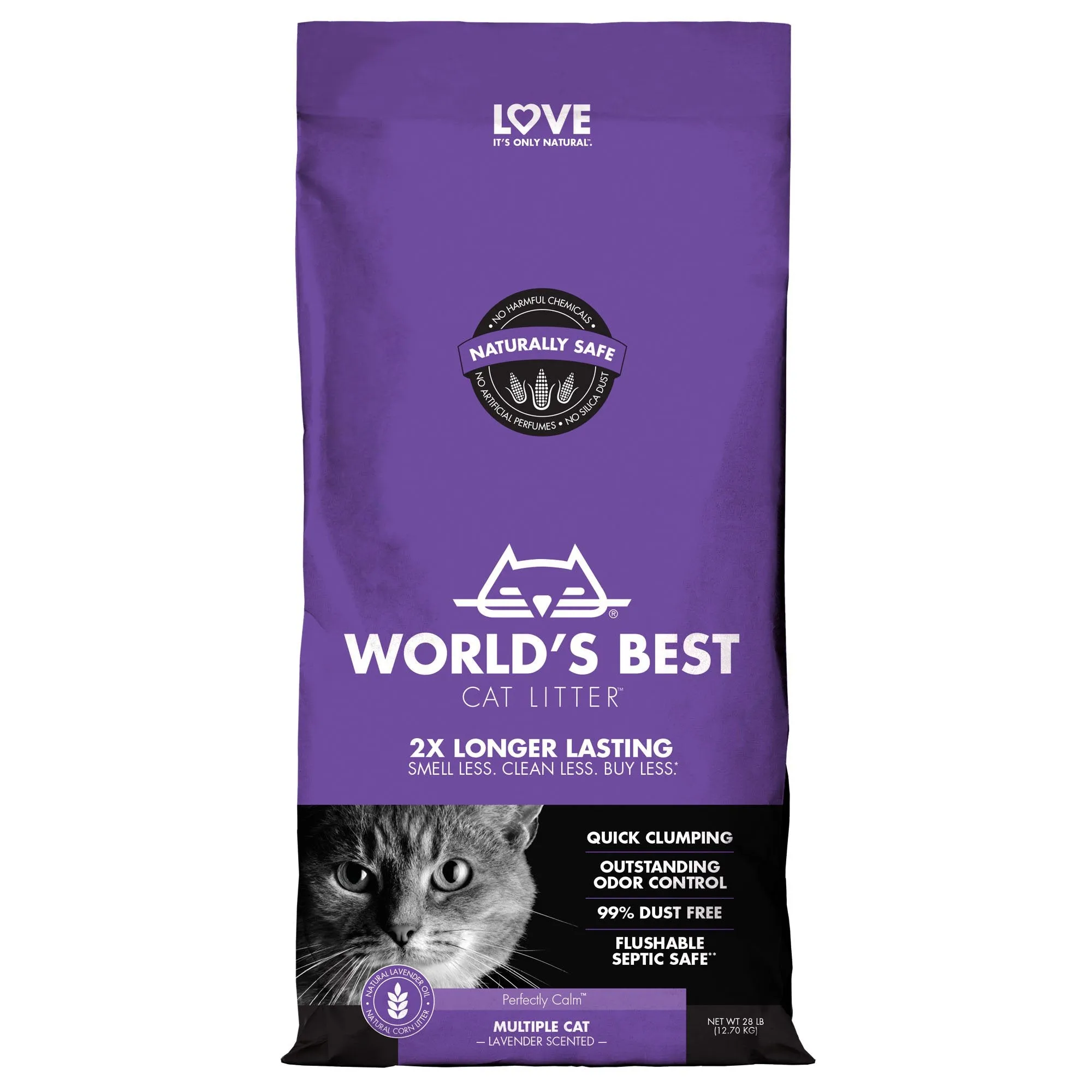 Worlds Best Lavender Scented Clumping Cat Litter 12.7kg