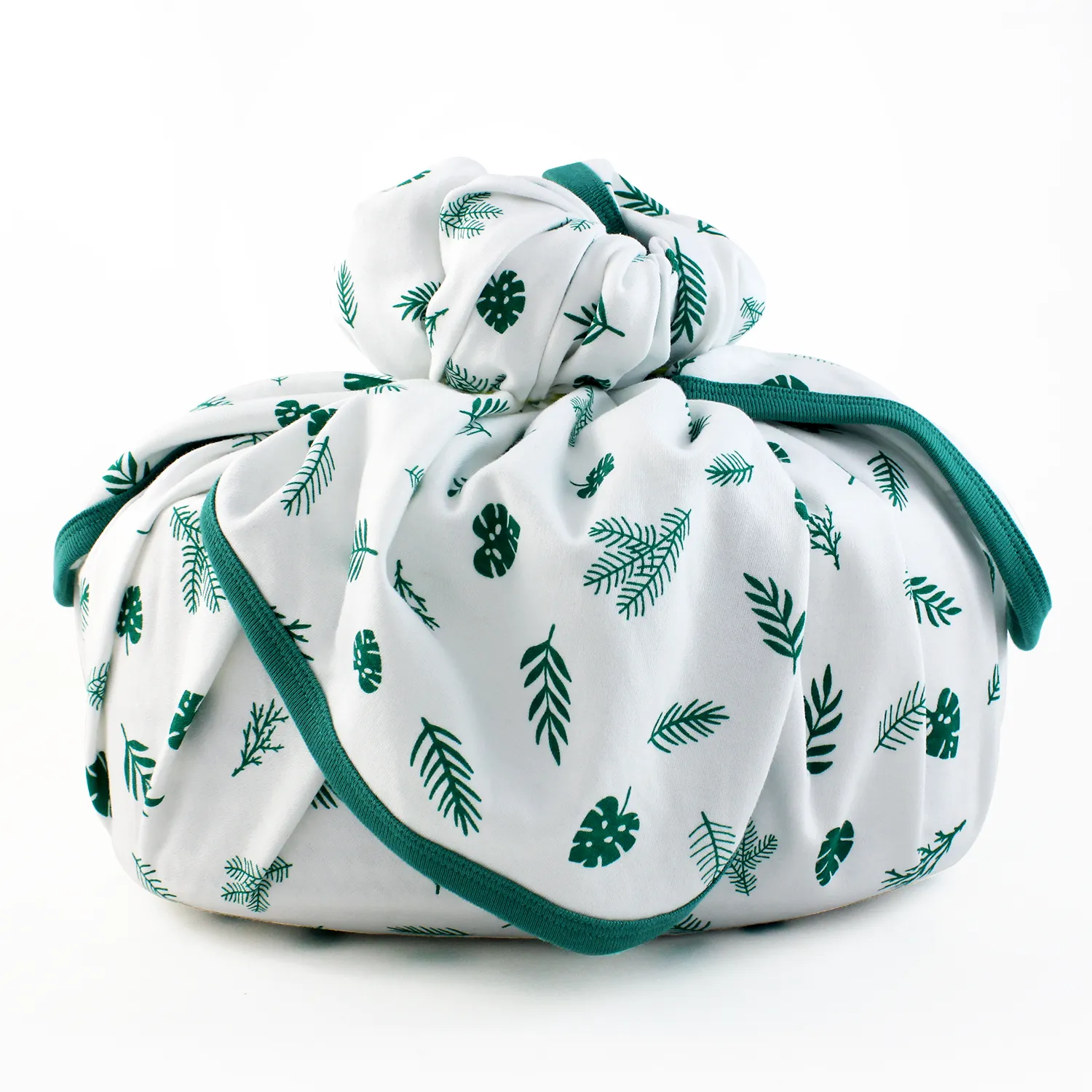 Wrapped with Endanzoo Organic Baby Swaddle Blanket - Tropical Leaves