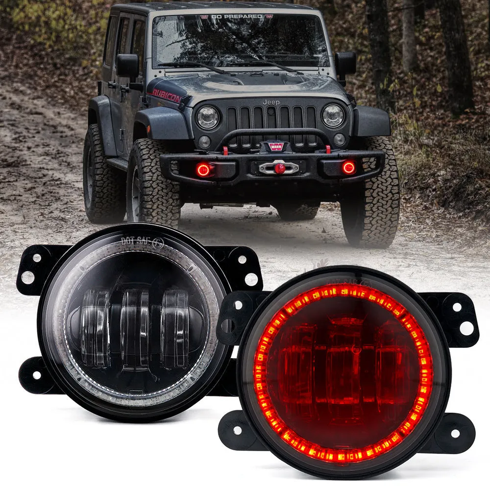 Xprite 4 Inch Halo LED Fog Lights Jeep Gladiator JT (2019-2022) [Escapade Series] Multiple Color Options