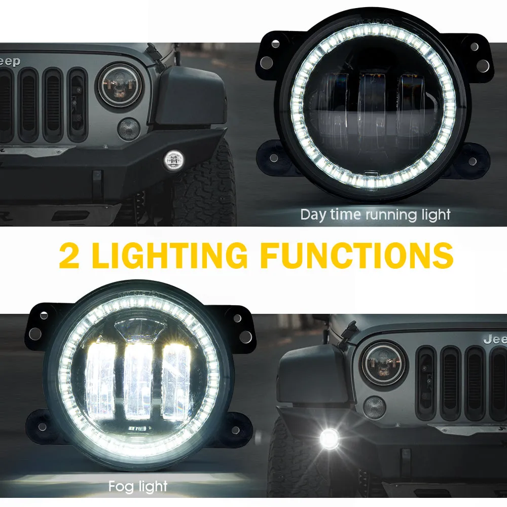 Xprite 4 Inch Halo LED Fog Lights Jeep Gladiator JT (2019-2022) [Escapade Series] Multiple Color Options