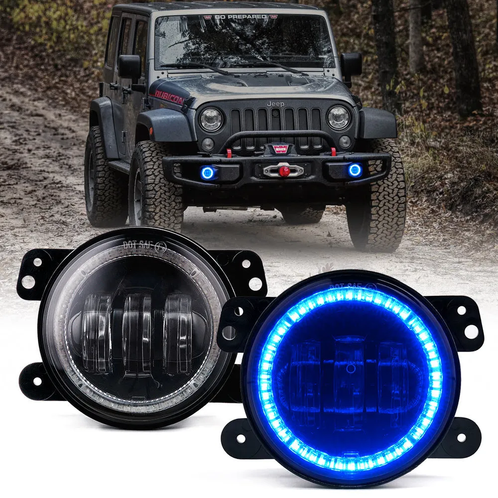 Xprite 4 Inch Halo LED Fog Lights Jeep Gladiator JT (2019-2022) [Escapade Series] Multiple Color Options