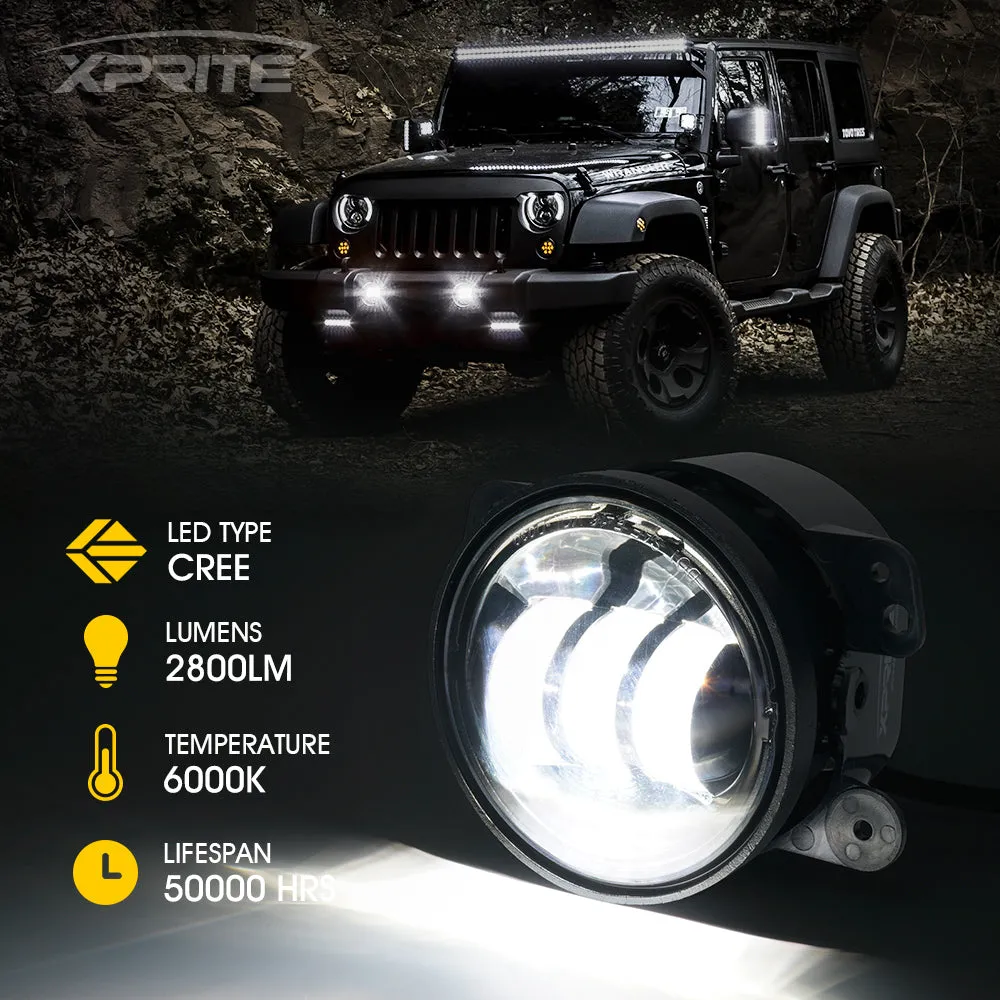 Xprite 4" LED Fog Light Jeep Wrangler JK (2007-2018) Explore Series